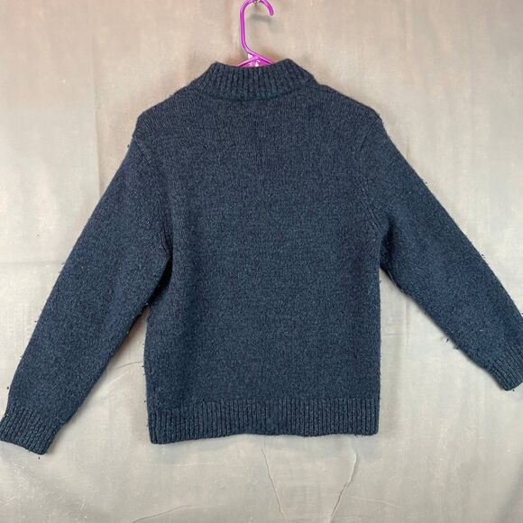 L.L.Bean Wool Sweater Men M Blue Shawl Collar Knit Pullover Classic Winter - Picture 4 of 6